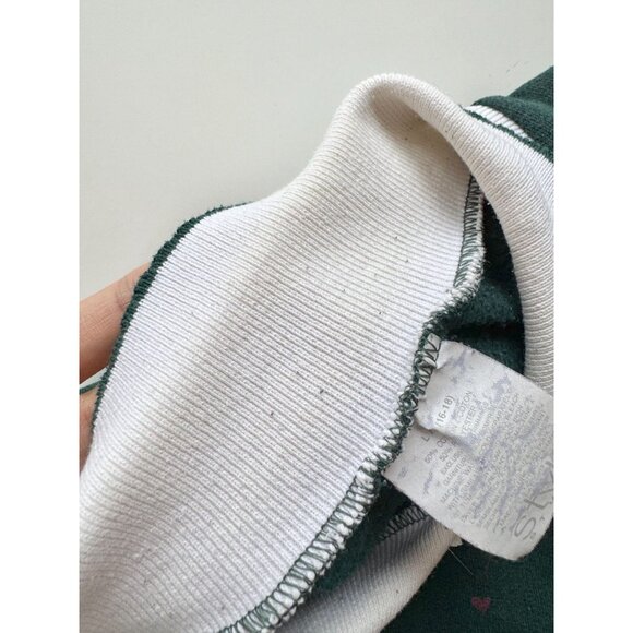 Vintage 90's STYLE STUDIO Dark Green Cat Applique Fleece Sweatshirt, Size L - Picture 11 of 13